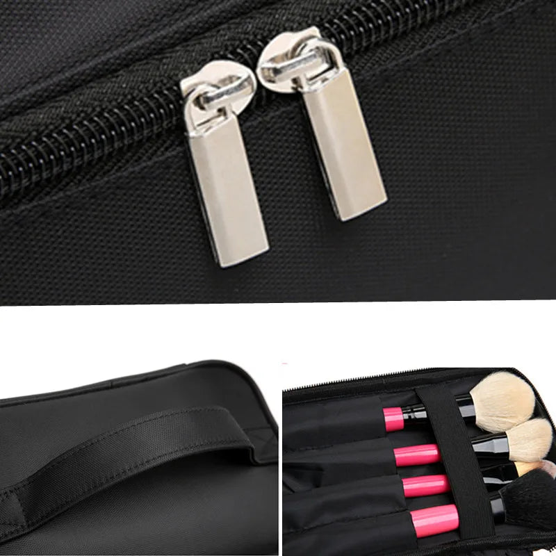Women's Double Layer Cosmetic Bag Waterproof Makeup Case Travel Organizer