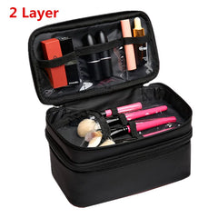 Women's Double Layer Cosmetic Bag Waterproof Makeup Case Travel Organizer