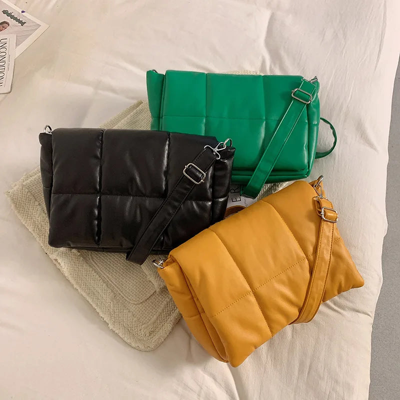 Women's Down Shoulder Bag PU Leather Flap Messenger Bag