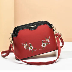 Embroidered Small Bag Soft Leather Shoulder Crossbody Bag