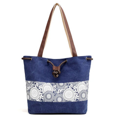 Printed Retro Canvas Shoulder Bag for Women