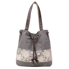 Printed Retro Canvas Shoulder Bag for Women