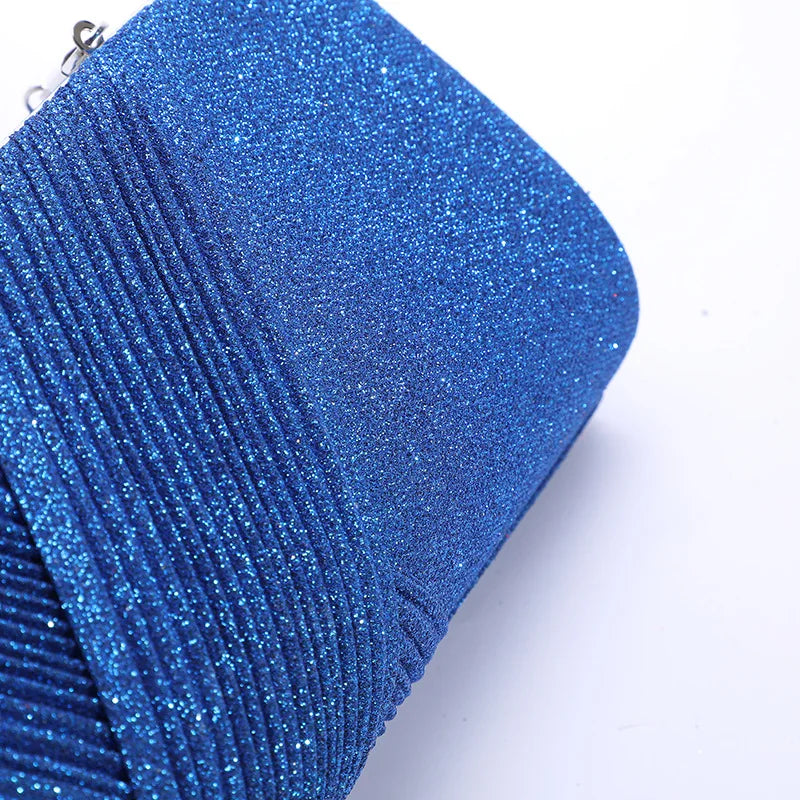 Women's Evening Bag Small Chain Wedding Sequin Clutch Bag Silver Shoulder Bag