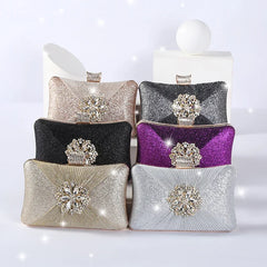 Apricot Crystal Evening Clutch Bag Party Purse Wedding Handbag