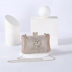 Apricot Crystal Evening Clutch Bag Party Purse Wedding Handbag
