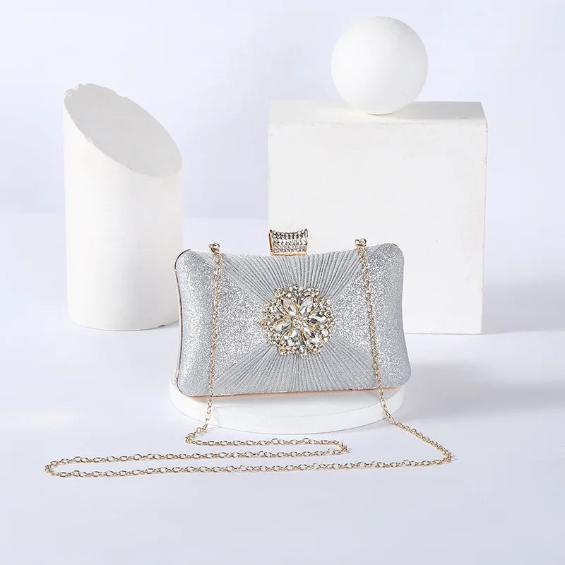 Apricot Crystal Evening Clutch Bag Party Purse Wedding Handbag