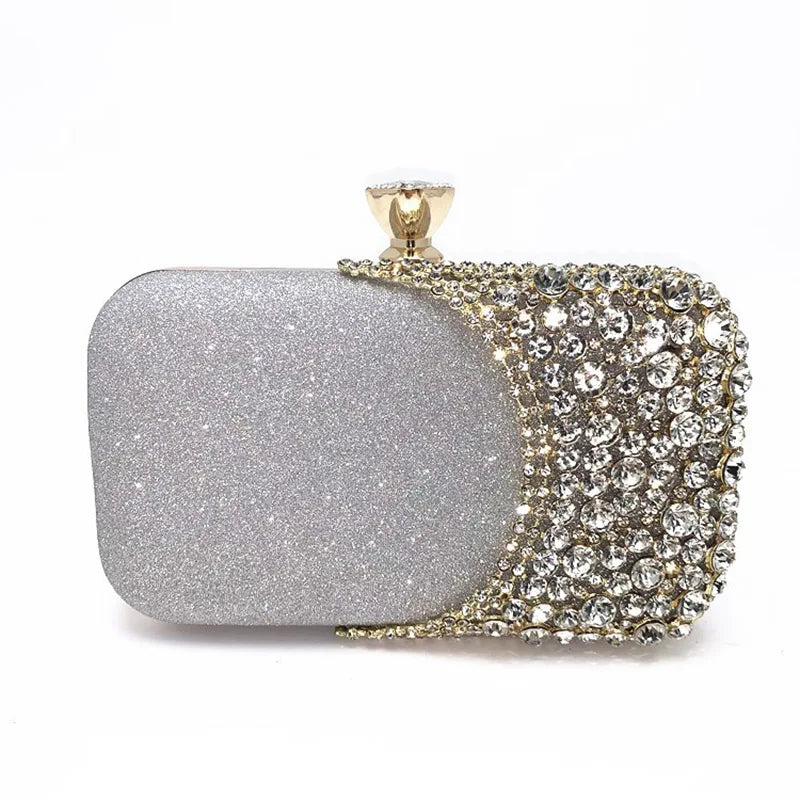 Silver Crystal Evening Clutch for Wedding Party
