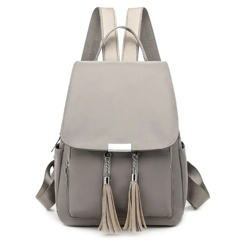 Women's Nylon Backpack Tassel Rucksack Shoulder Bag