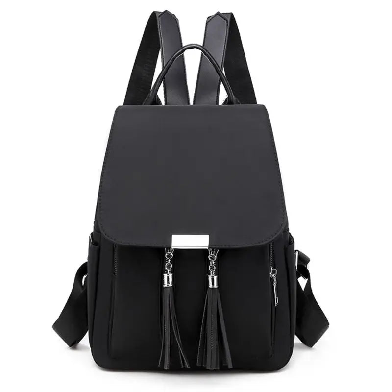 Women's Nylon Backpack Tassel Rucksack Shoulder Bag
