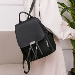 Women's Nylon Backpack Tassel Rucksack Shoulder Bag