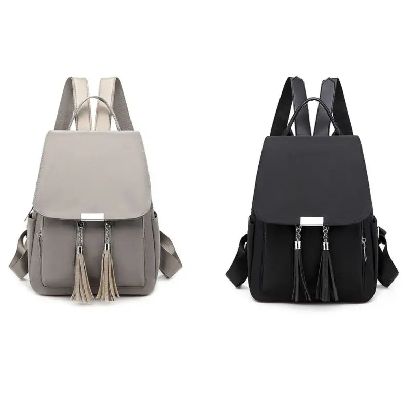 Women's Nylon Backpack Tassel Rucksack Shoulder Bag