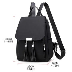 Women's Nylon Backpack Tassel Rucksack Shoulder Bag