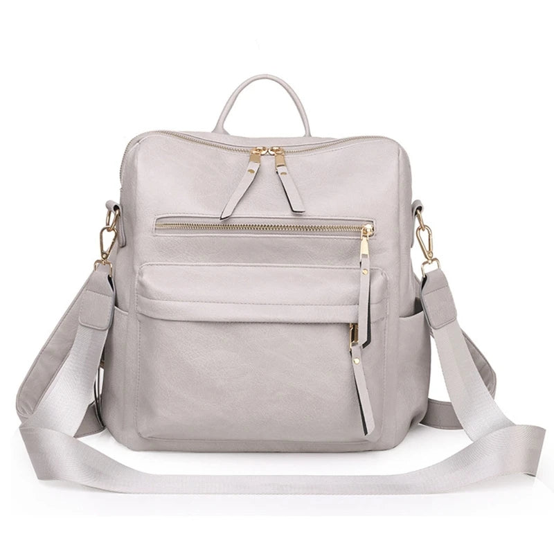 Women's Convertible Backpack Purse Satchel Handbag PU Leather Travel Bag