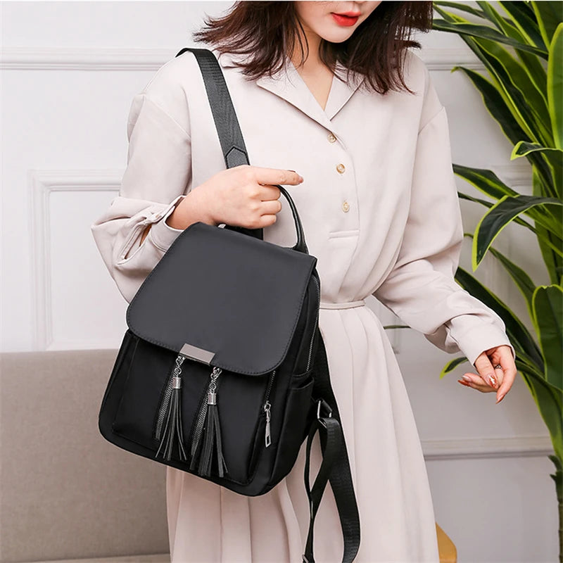 Women's Backpack School Bookbag Tassel Anti-Theft Daypack Rucksack Shoulder Bag