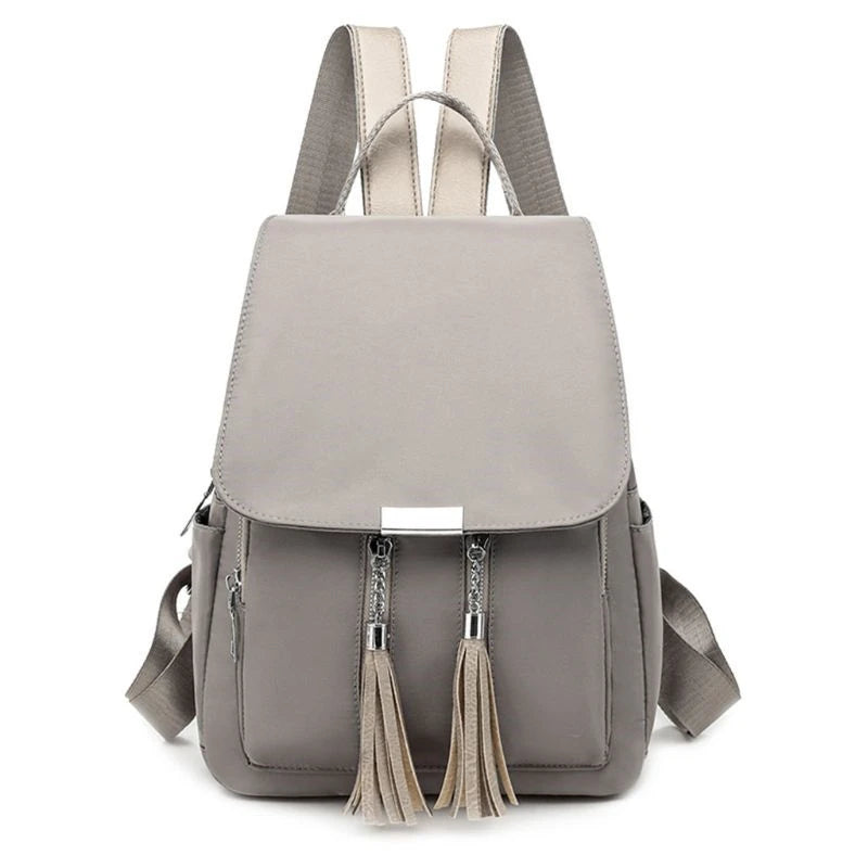 Women's Tassel School Backpack Anti-theft Daypack Rucksack Shoulder Bag