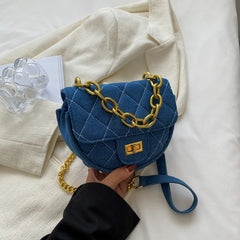 Denim Canvas Crossbody Bag Chain Handbag for Women