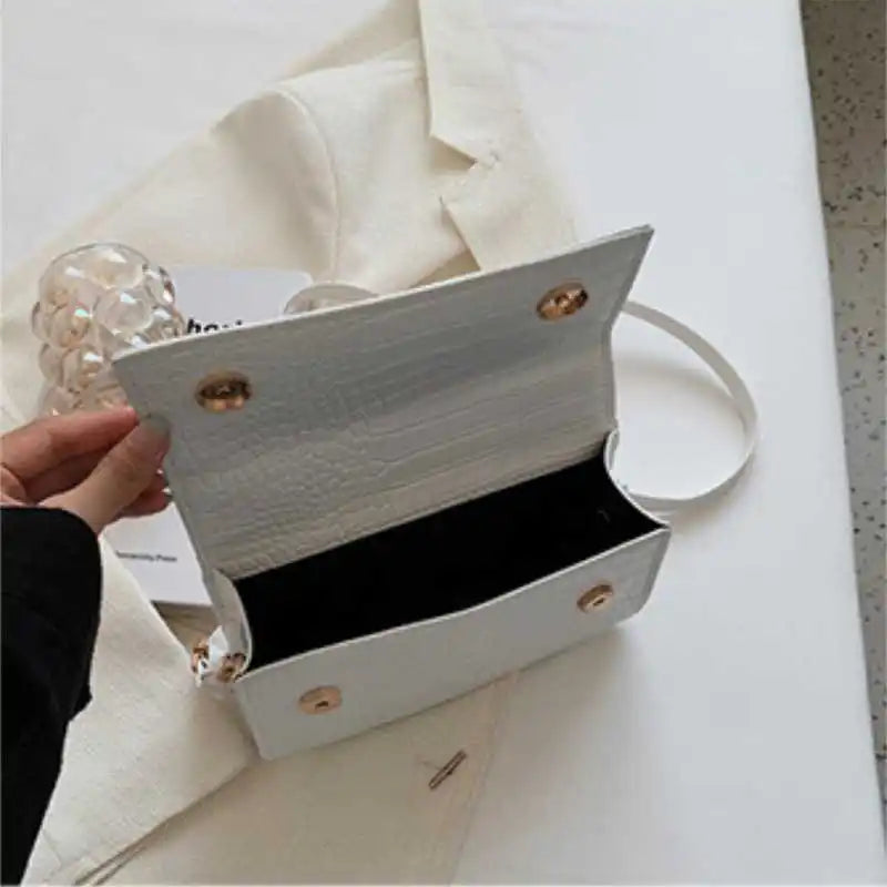 Crocodile Pattern Handbag Solid Shoulder Messenger Bag