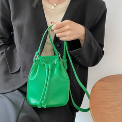 Women's Drawstring Bag Textured Shoulder Messenger Bag