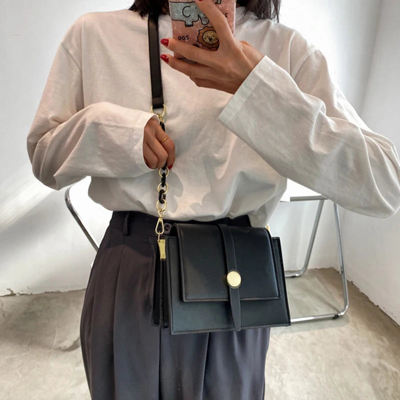 Women's PU Leather Shoulder Bag - Adjustable Strap