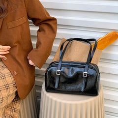 Retro Solid Casual PU Leather Shoulder Handbag