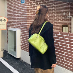 Retro Solid Casual PU Leather Shoulder Handbag