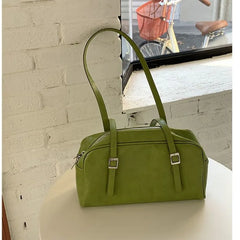 Retro Solid Casual PU Leather Shoulder Handbag