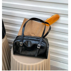 Retro Solid Casual PU Leather Shoulder Handbag