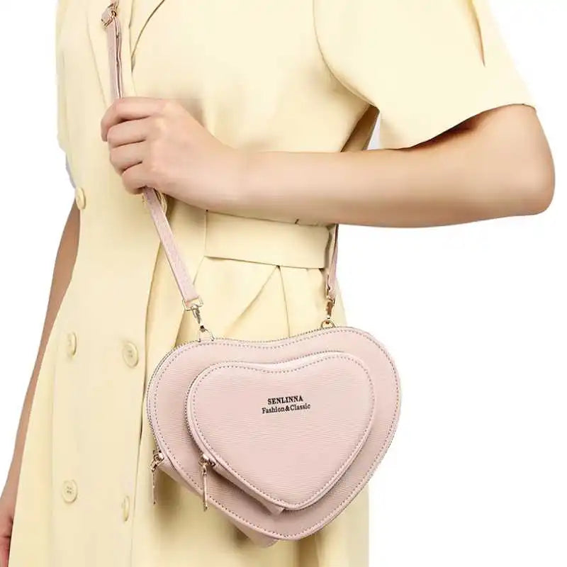 Women's Heart-shaped Shoulder Messenger Bag All-match Casual Phone Bag