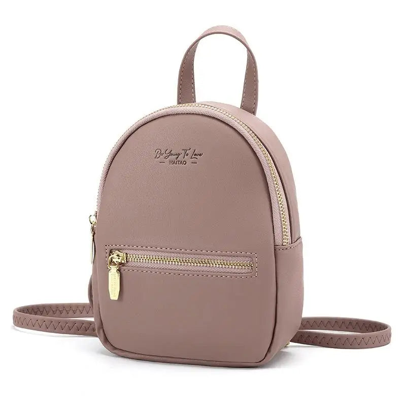Women's PU Leather Backpack Solid Shoulder Bag Casual Large Capacity Mini