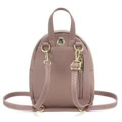 Women's PU Leather Backpack Solid Shoulder Bag Casual Large Capacity Mini