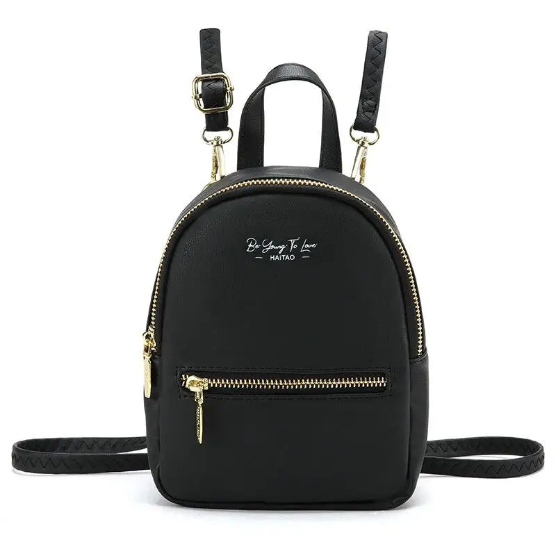 Women's PU Leather Backpack Solid Shoulder Bag Casual Large Capacity Mini