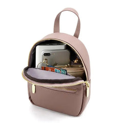 Women's PU Leather Backpack Solid Shoulder Bag Casual Large Capacity Mini