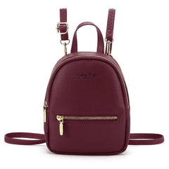 Women's PU Leather Backpack Solid Shoulder Bag Casual Large Capacity Mini