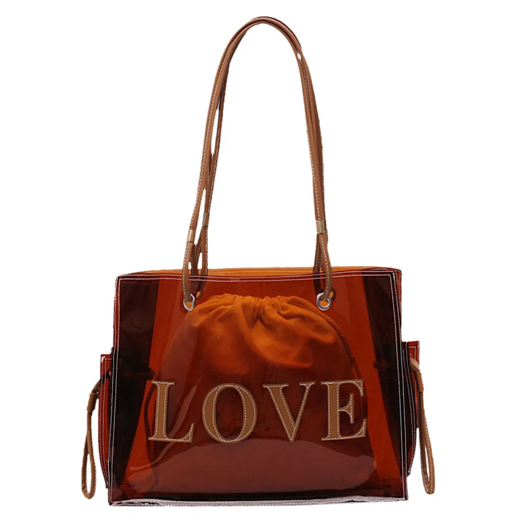 Women's Large-Capacity Handbag Work Bag Red Brown Shoulder Bag