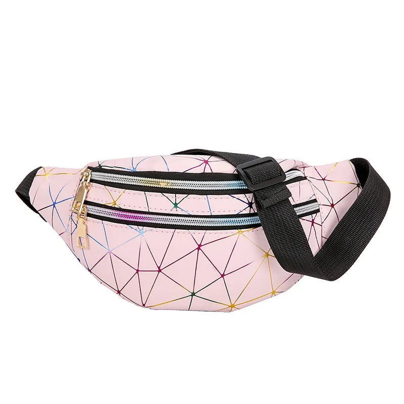 Geometric Holographic Waist Bag Phone Wallet Purse High PU Leather