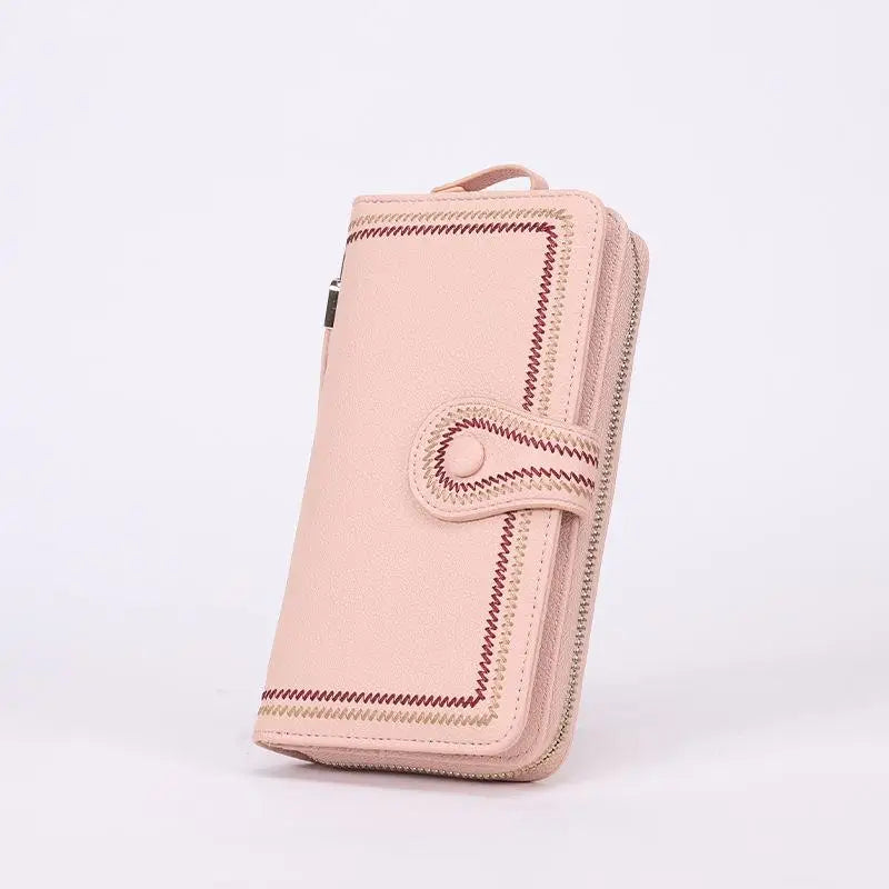 Embroidered Women's Wallet Long Clutch Zip Phone Bag