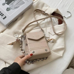 Women's Rivets Chain Shoulder Handbag PU Leather