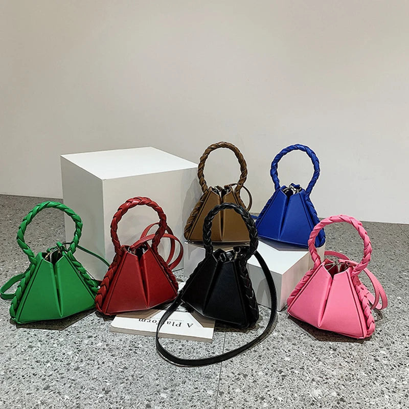 Women's Triangle Folding Shoulder Bag Solid Handbag