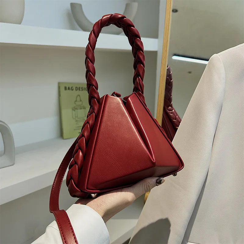 Women's Triangle Folding Shoulder Bag Solid Handbag