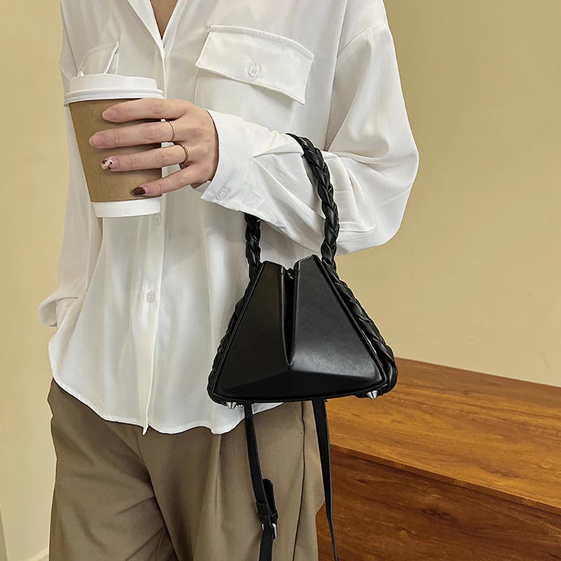 Women's Triangle Folding Shoulder Bag Solid Handbag