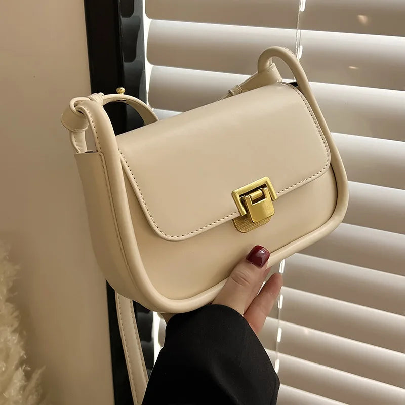 Women's Single Shoulder Bag with Buckle Casual Solid PU Messenger Bag
