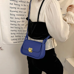 Women's Single Shoulder Bag with Buckle Casual Solid PU Messenger Bag