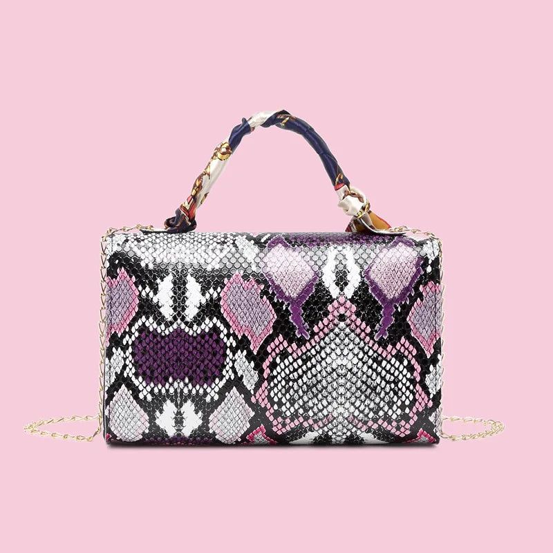 Women's Snake Skin Pattern Crossbody Bag - Small Handbag Side Purse