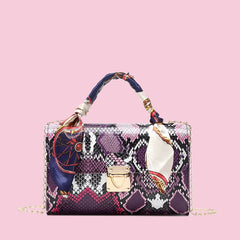 Women's Snake Skin Pattern Crossbody Bag - Small Handbag Side Purse