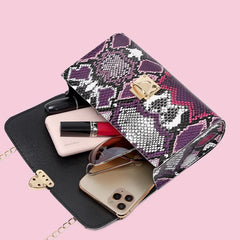 Women's Snake Skin Pattern Crossbody Bag - Small Handbag Side Purse