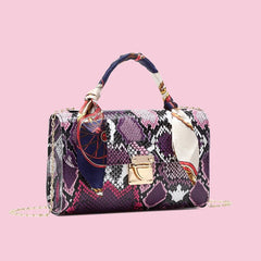 Women's Snake Skin Pattern Crossbody Bag - Small Handbag Side Purse