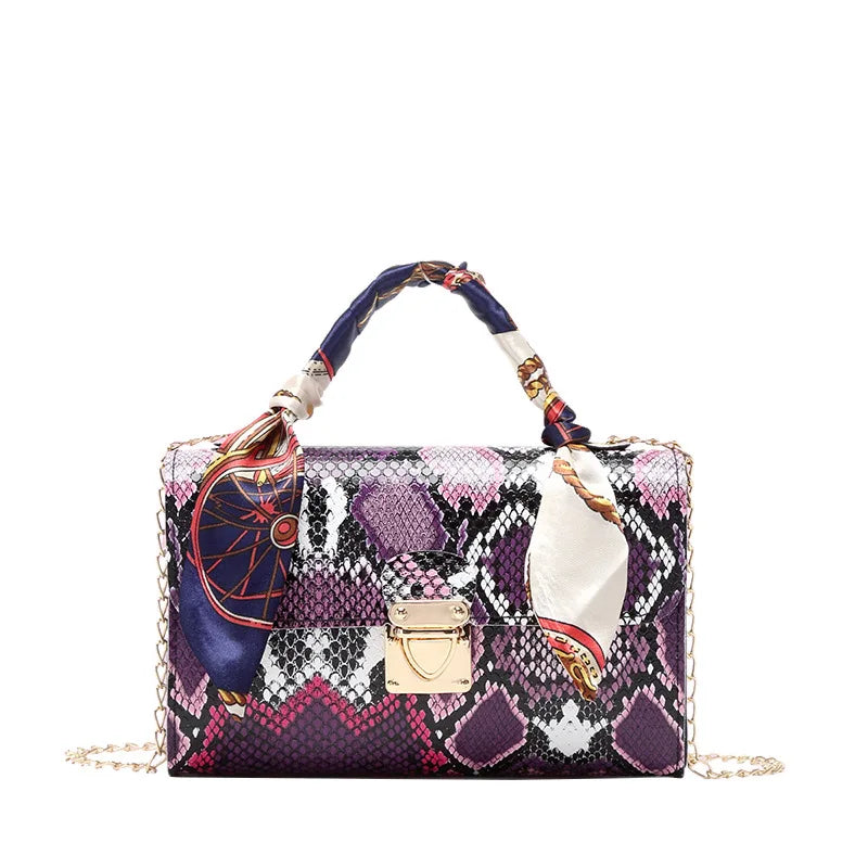 Women's Snake Skin Pattern Crossbody Bag - Small Handbag Side Purse