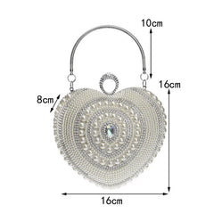 Sweet Heart Shaped Evening Clutch Beaded Purse Handbag