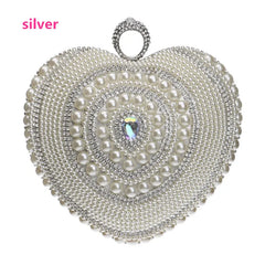 Sweet Heart Shaped Evening Clutch Beaded Purse Handbag