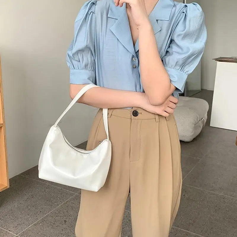 Women's Solid Shoulder Underarm Bag Casual Pillow Bag